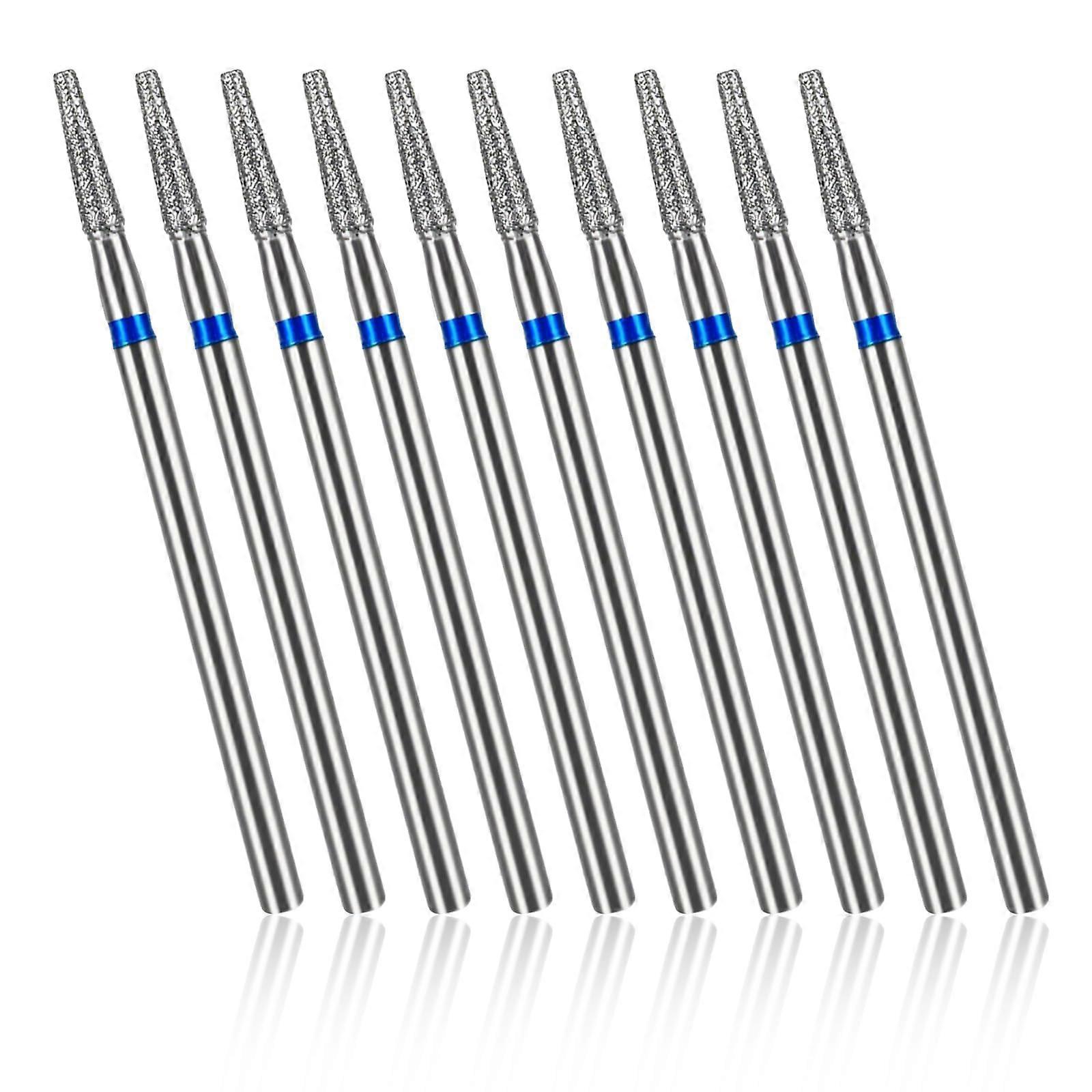 Needle Shaped Cuticle Nail Drill Bits Set 10pcs 3/32 Inch Diamond Electric Nail File Bits with Case