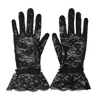 Romantic Black Full Finger Lace Gloves For Prom And Summer Protection Suitable For Women 1 Pair