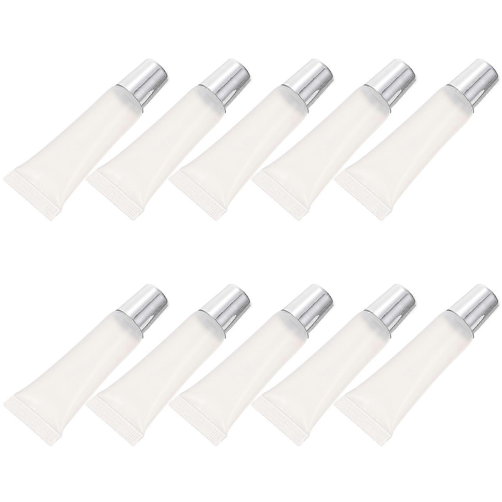 Silver Empty Lip Gloss Tubes for Storage Use Refillable Lip Glazes 10Pcs