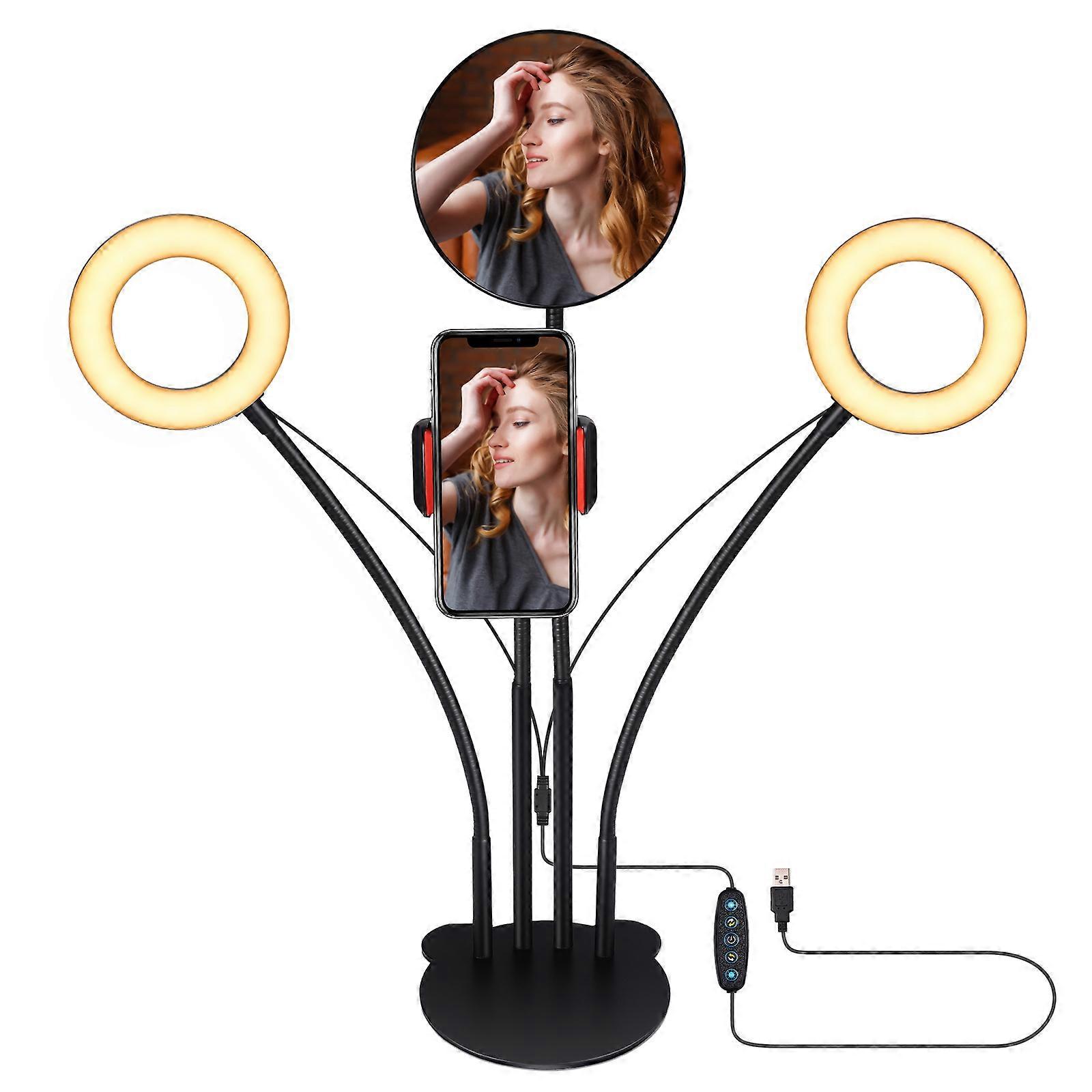 Black LED Ring Light for Makeup Use with 3 in 1 Dimmable Lamp