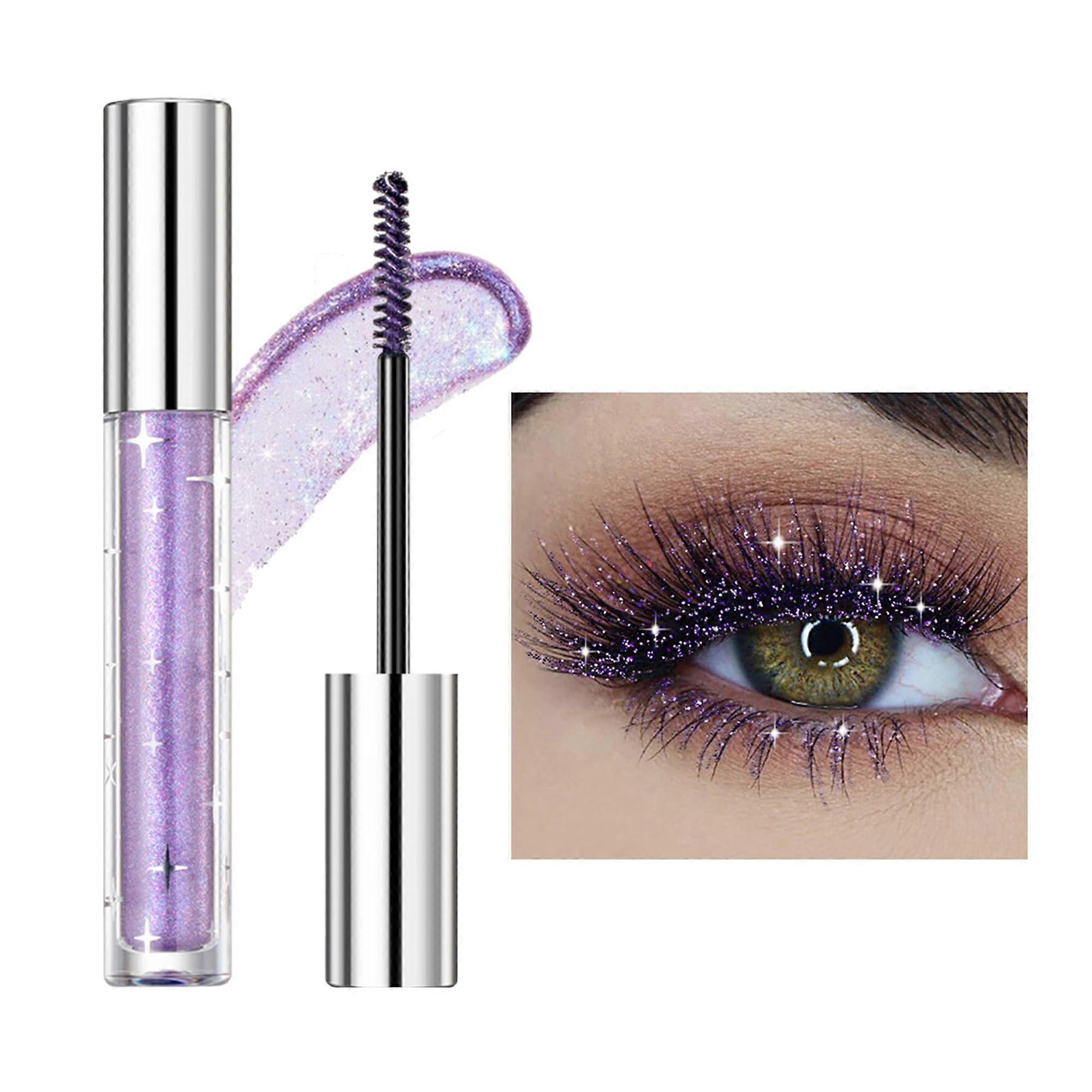 Glitter Mascara Waterproof Smudgeproof Purple Diamond Long Lasting Volume Curl Lash Boost