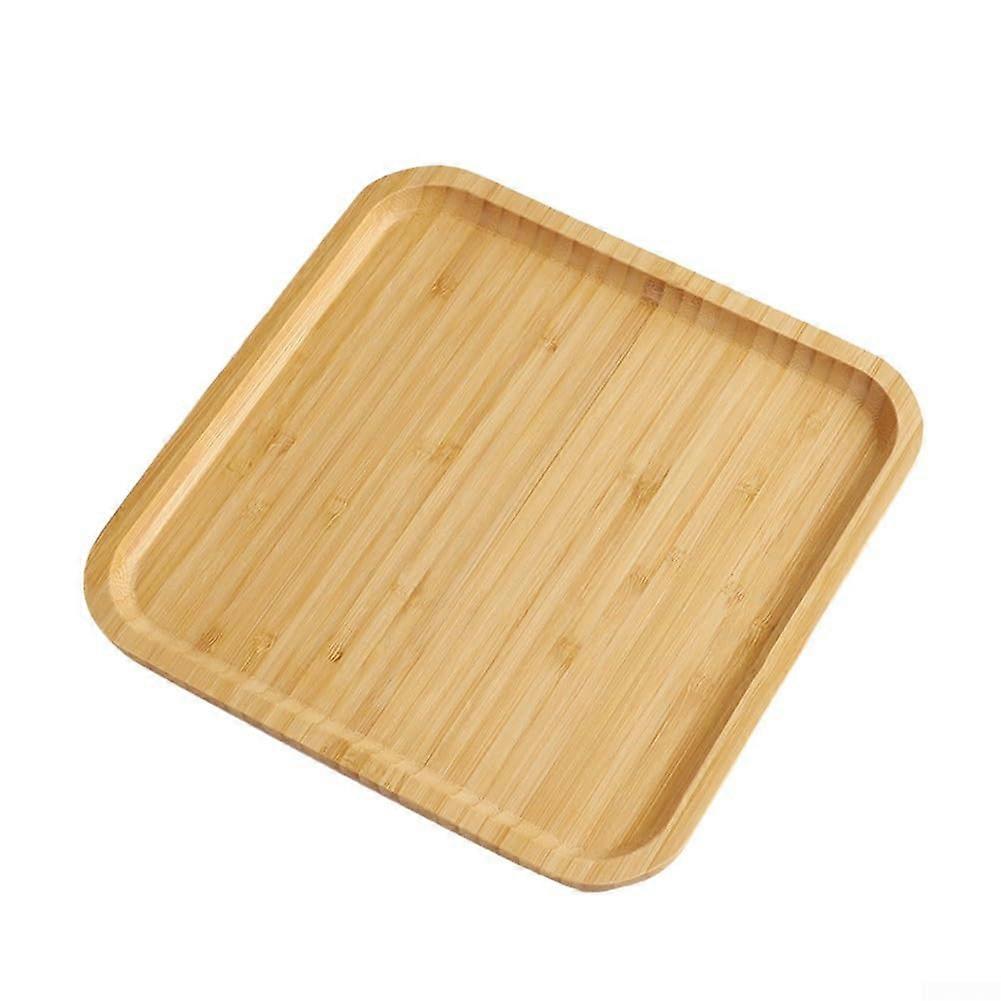 Square Bamboo Serving Tray with Curved Edges for Kitchen and Dining, ChipResistant, 25x25cm