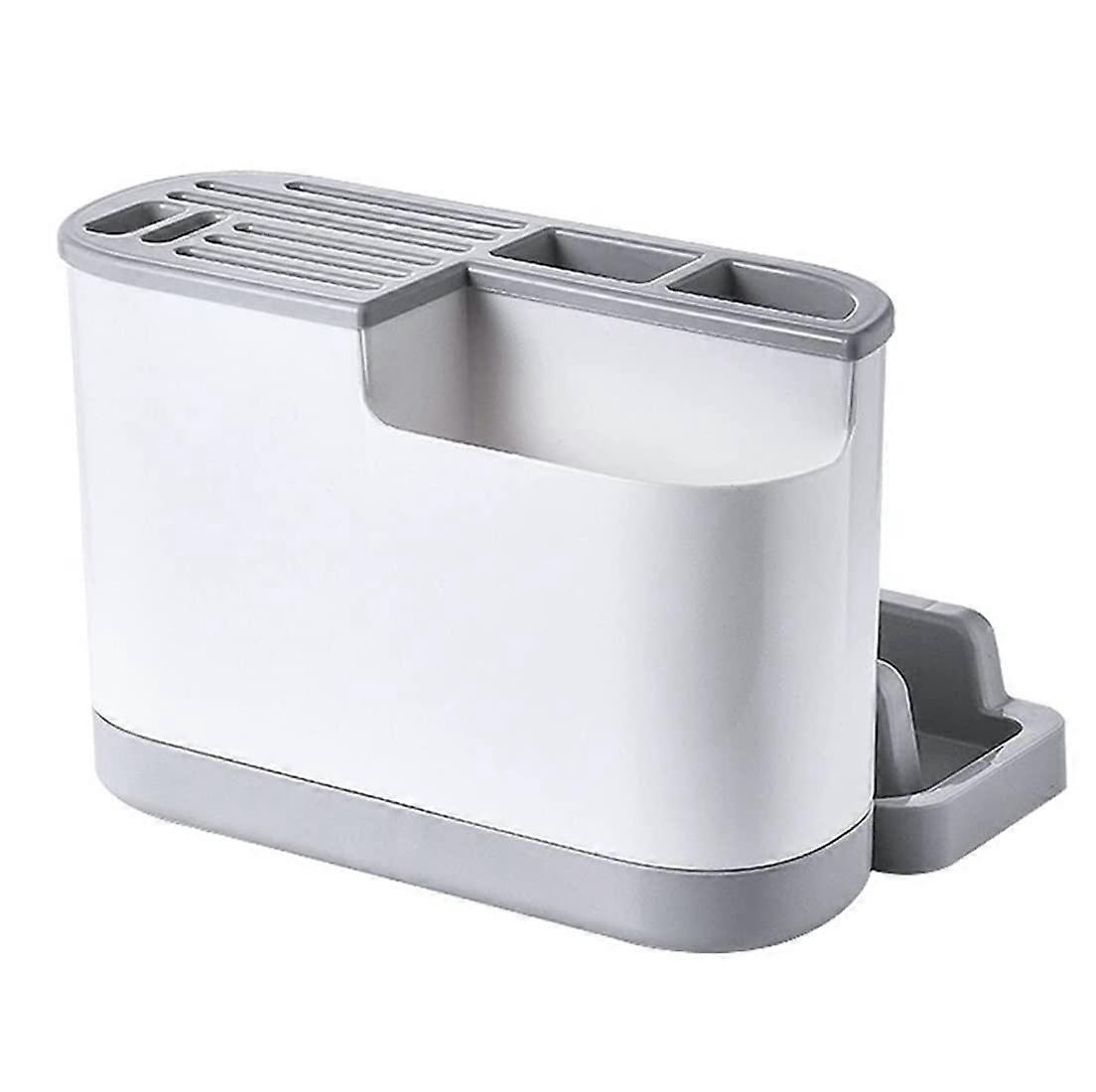 Kitchen Knife Holder with Cutting Board Rack, Detachable MultiSlot Storage Block, PP Plastic Organizer