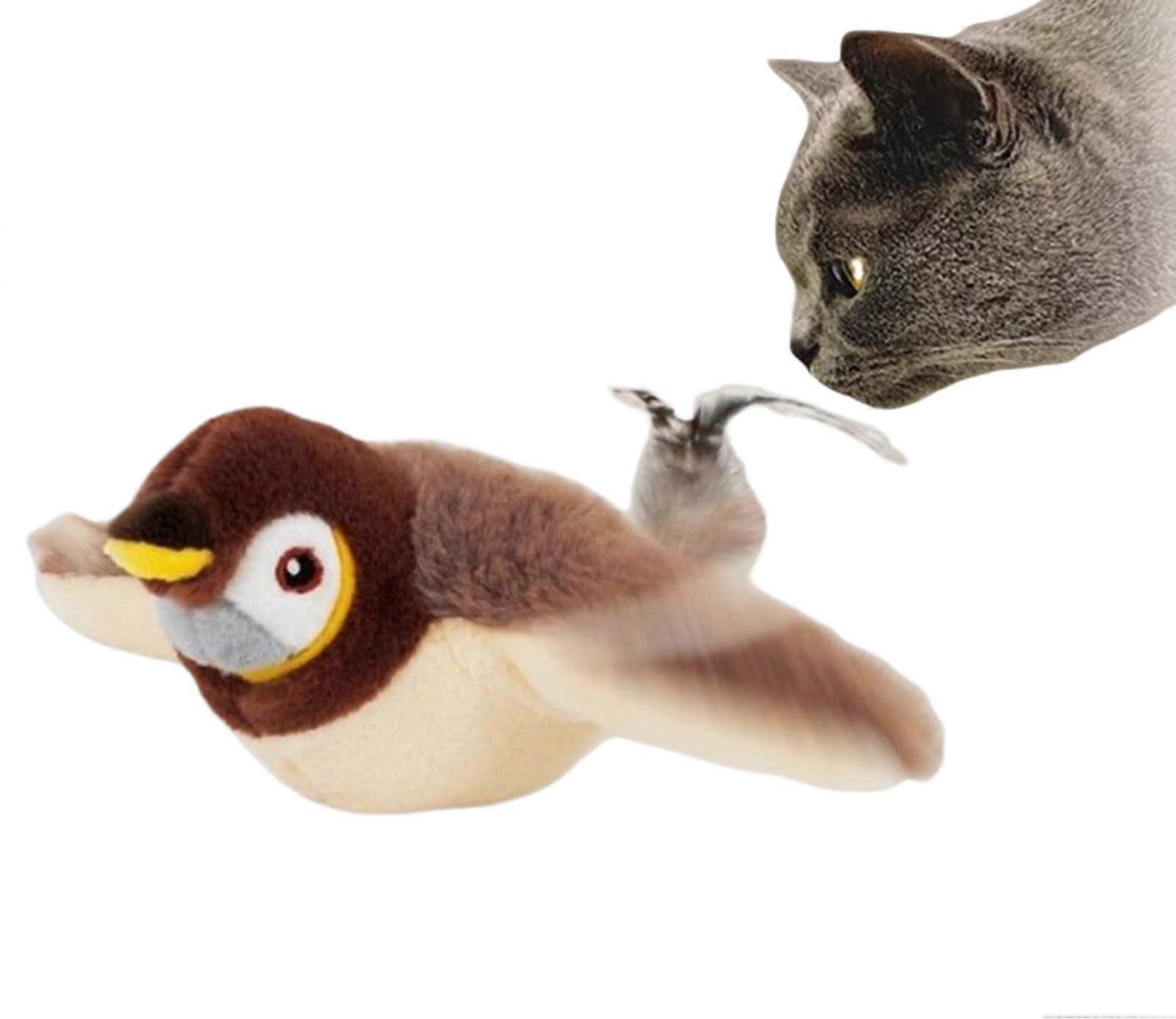 Interactive Cat Toy with Flapping Wings and Bird Sounds, Electric Catnip Play with Smart Sensor