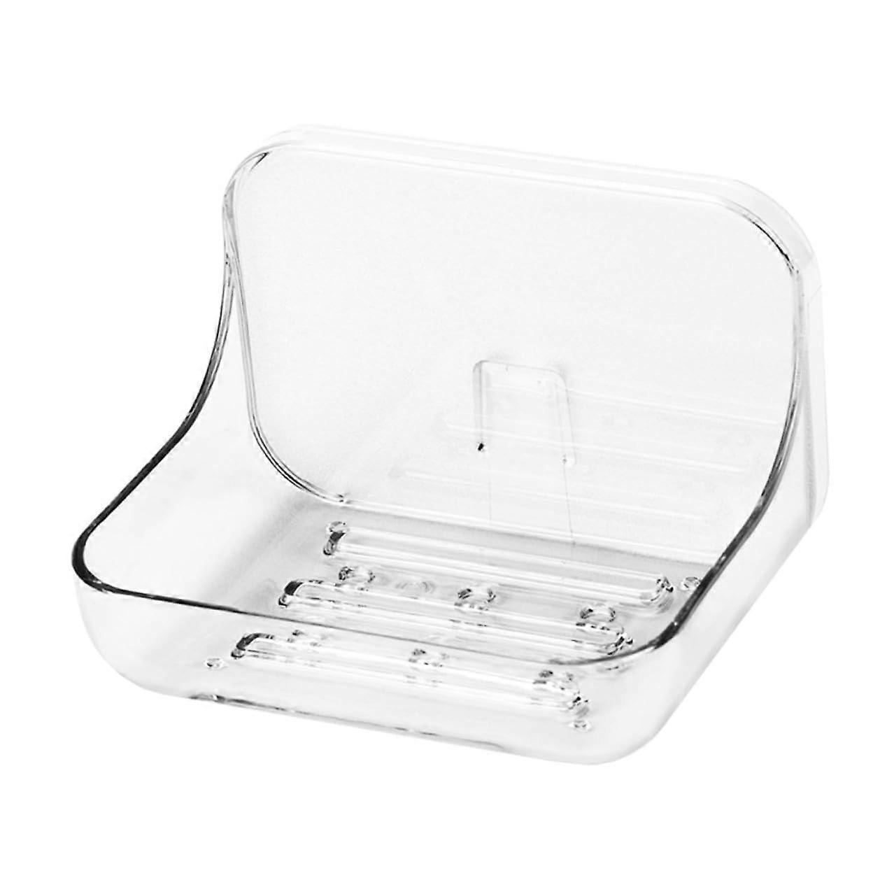 Rustproof Wall Mounted Soap Holder with Drainage, NoDrill Adhesive Shower Dish with Hooks