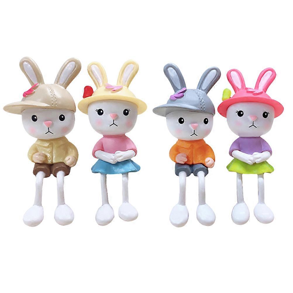 Mini Rabbit Figurines PVC Rabbit for Decor 4Pcs Garden Decoration Kit