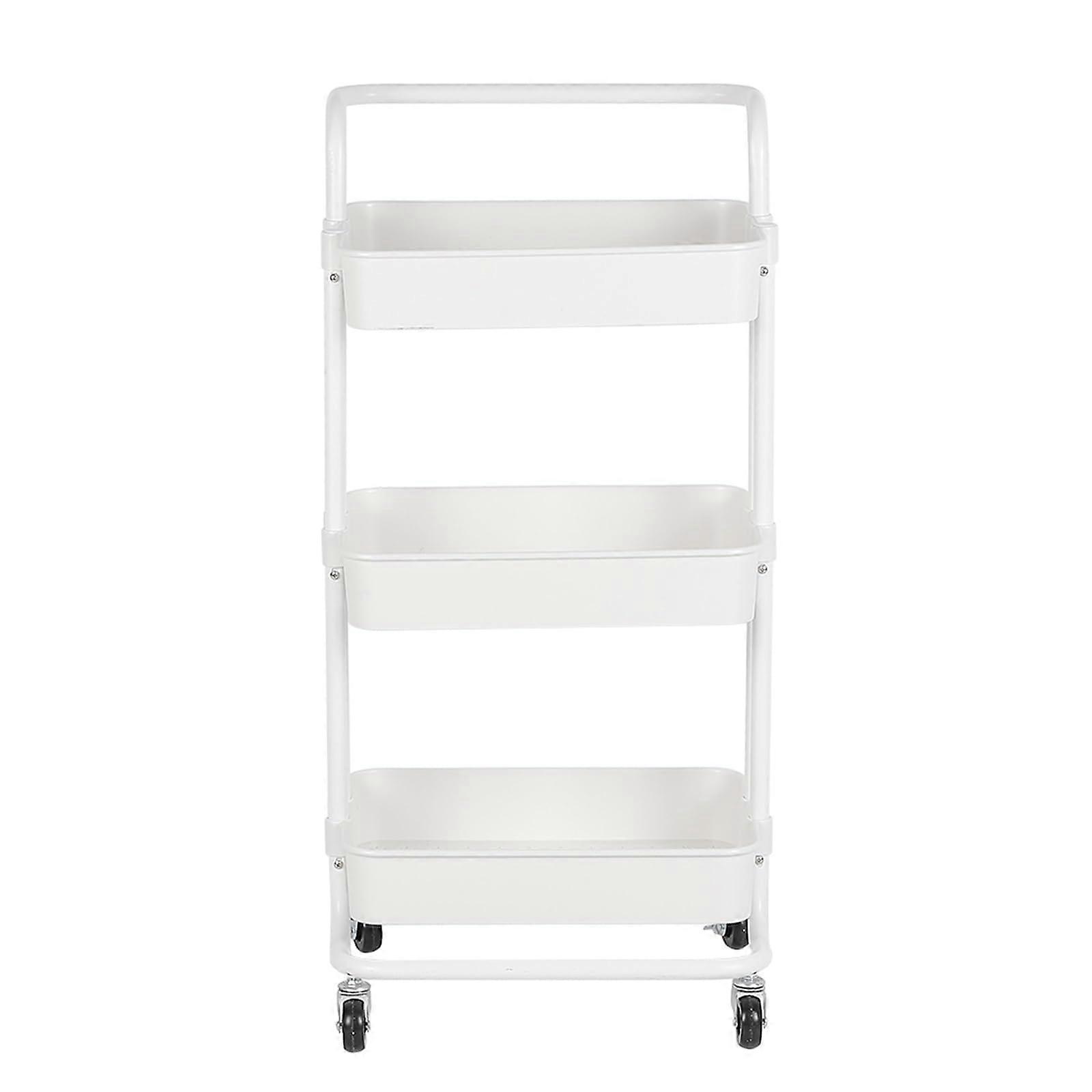 Black Metal Utility Cart with Wheels, Large Capacity Baskets, Space Saving Rolling Storage Cart