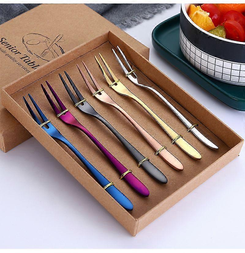 6 Forks Color Cake Fork Mini Fork