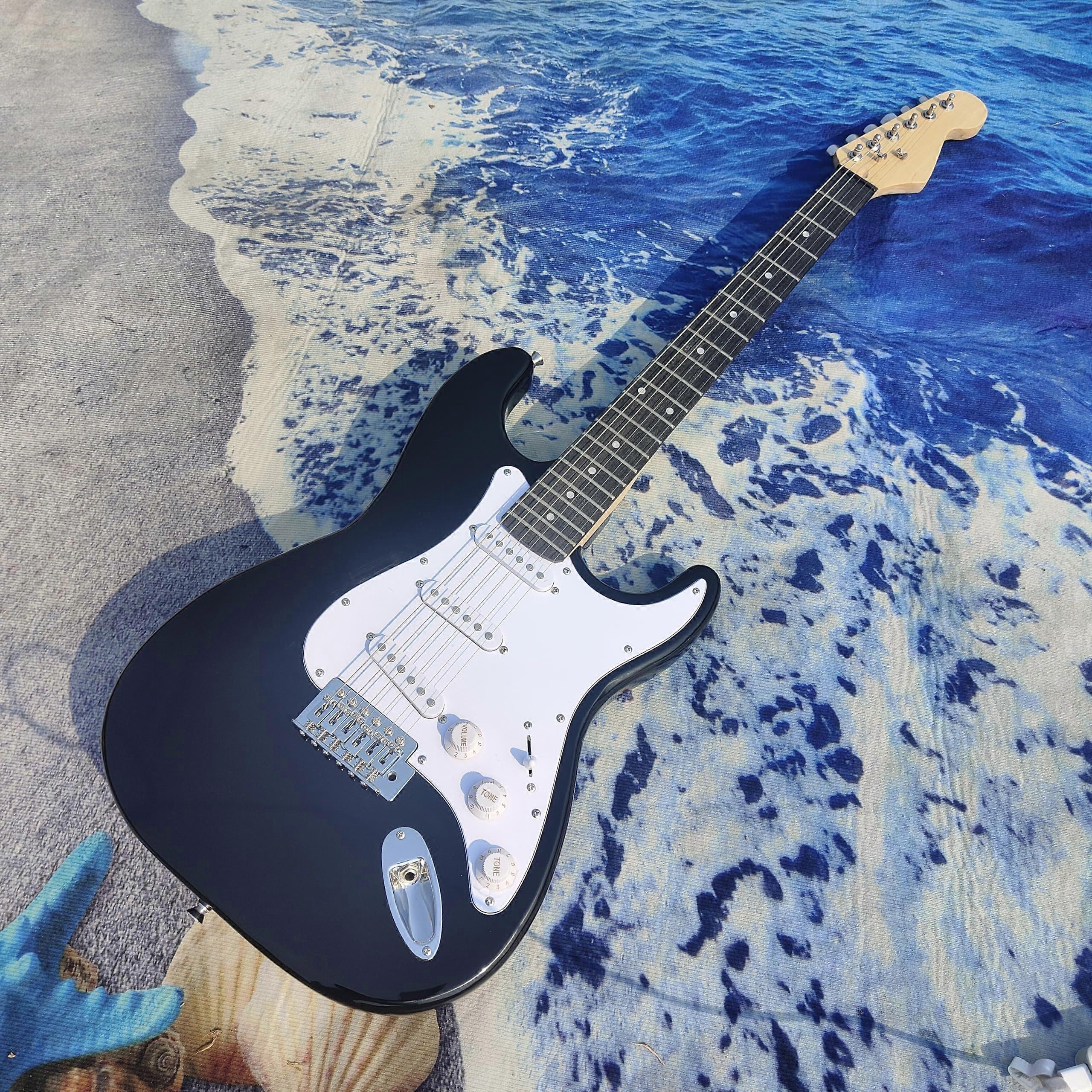Full Size Electric Guitar Navy Blue with White Pickguard Single Coil Tone