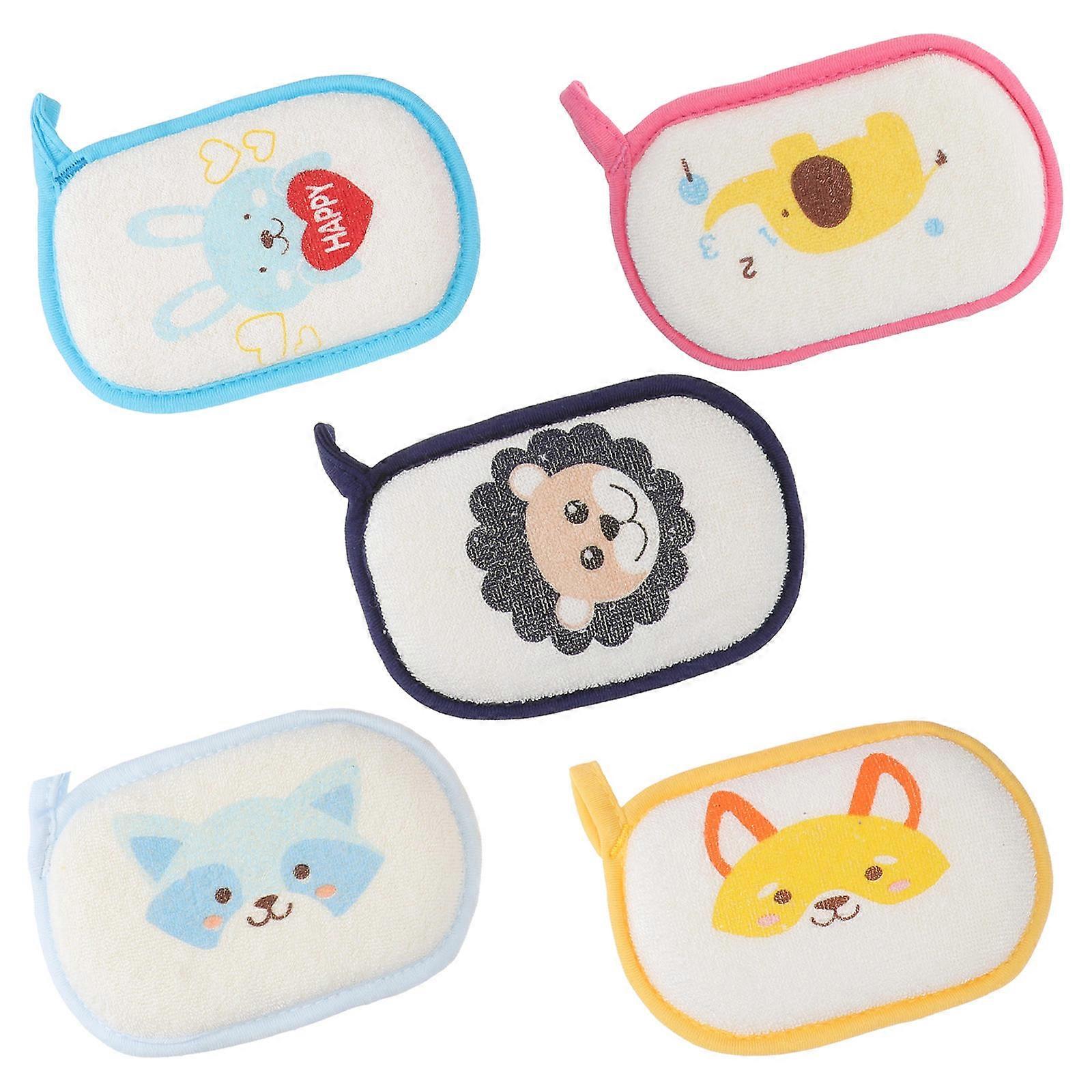 Baby Bath Scrubbers Infant Shower Sponge for Bath 5Pcs Assorted