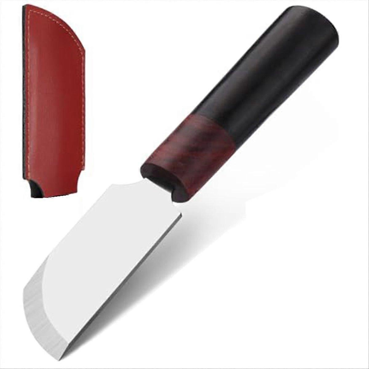 Leather Skiving Knife with Wooden Handle Half-Round