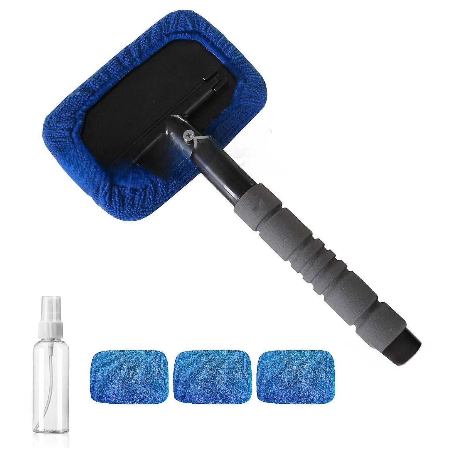 Extendable Car Windshield Cleaner with 4 Microfiber Pads Rotating Head Microfiber Cleaning Brush