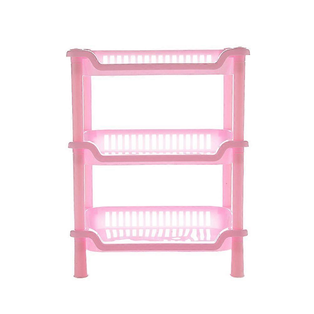 Square Storage Rack Detachable 3-layers Holder Kitchen Bathroom Rack (Pink)