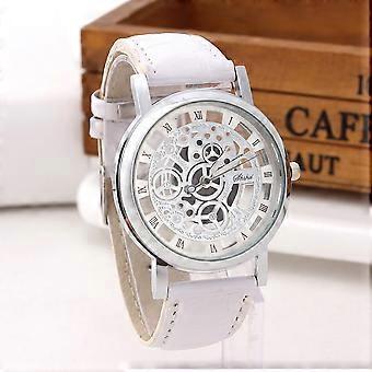 Relógios de pulso masculinos FAMTKT, relógio de pulso masculino de luxo em aço inoxidável com movimento de quartzo, estilo militar esportivo, com pulseira de couro, modelo B, presentes para ele.