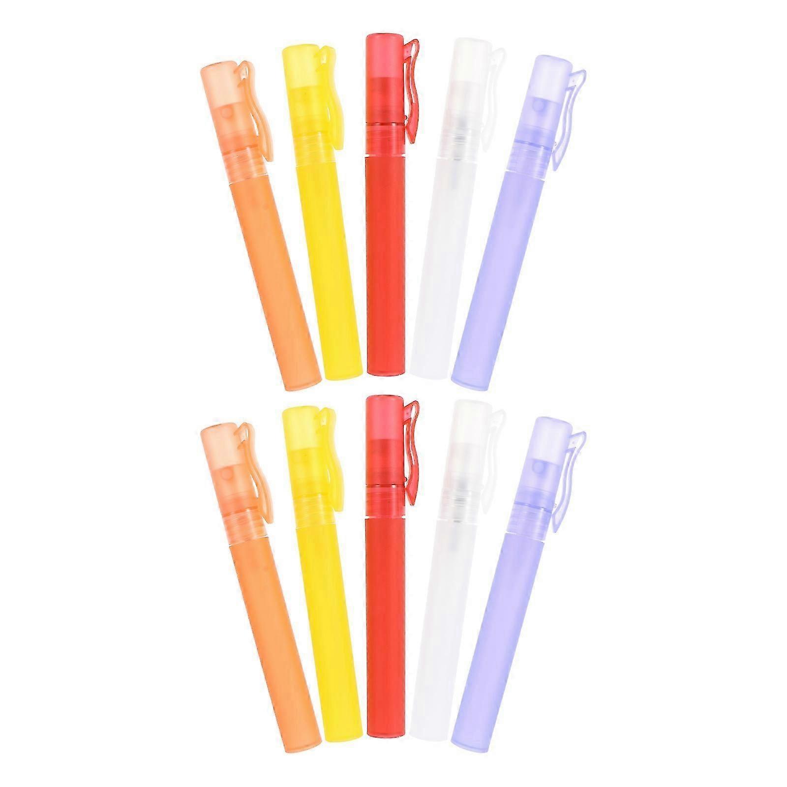 Small Refillable Perfume Bottle Pen Shape Colleagues Makeup Liquid Container Assorted Color Spray Function 10Pcs