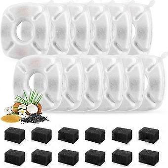 24 Pcs Cat Fountain Replacement Filters 12 Pack Cat Water Fountain Replacement Filters with 12 Pack Pre-Filter Sponges, Pet Fountain Filter Fit for