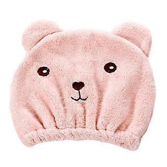 Mikrofiber hårhåndkle med søt bjørnedesign, ultraabsorberende hurtigtørkende turban for kvinner