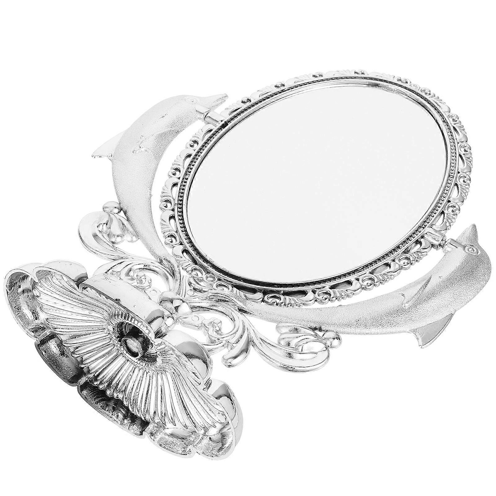 Silver Double-Sided Makeup Mirror for Desk with Swivel Function 5Pcs Set