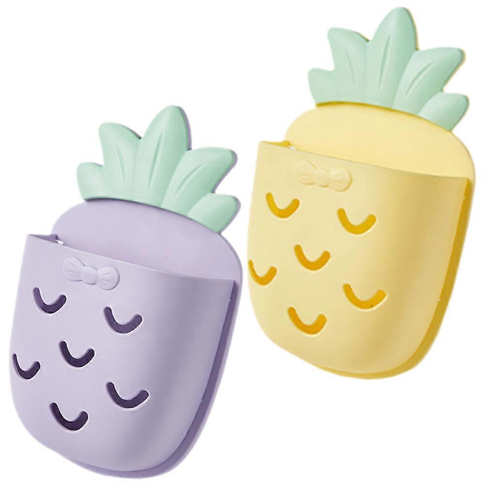 Pineapple Bathroom Wall Storage Holder for Cosmetic 2Pcs Plastic