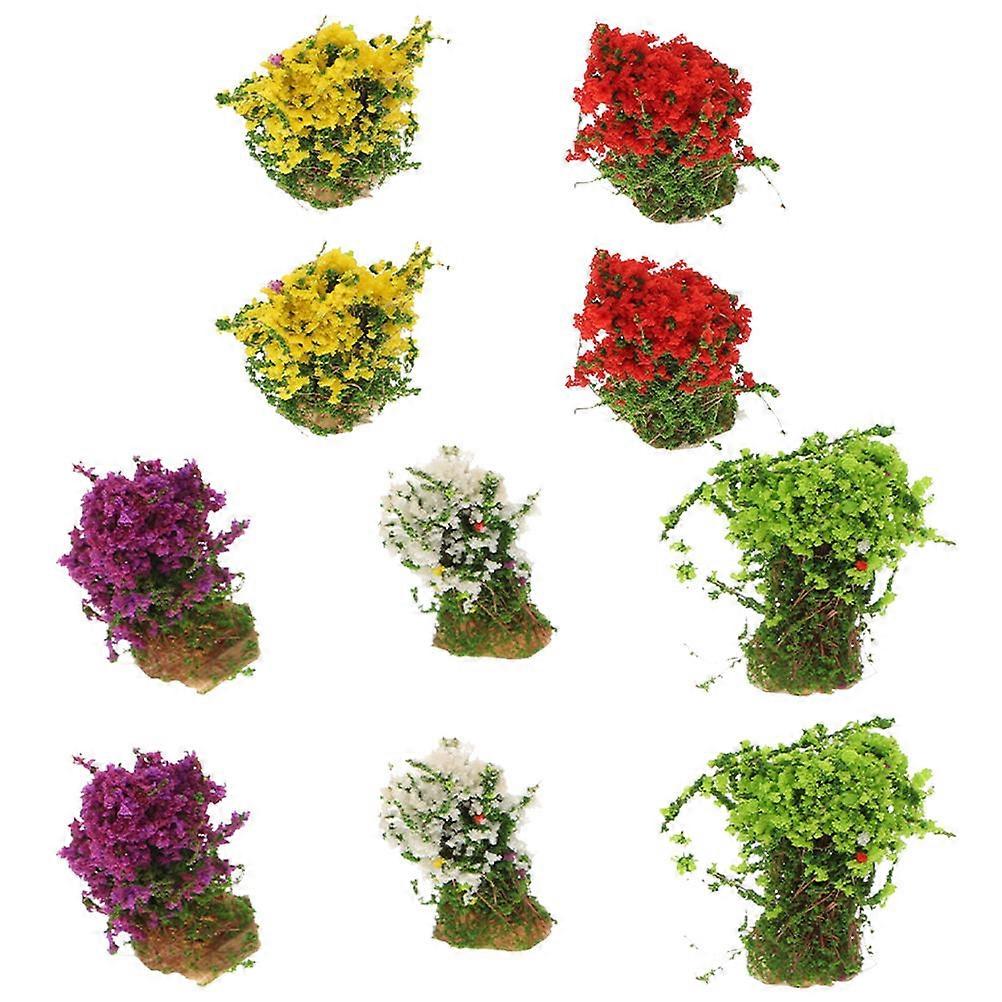 Simulated Grass Tufts Shrub Model for Sand Table Decor 10Pcs Assorted Color