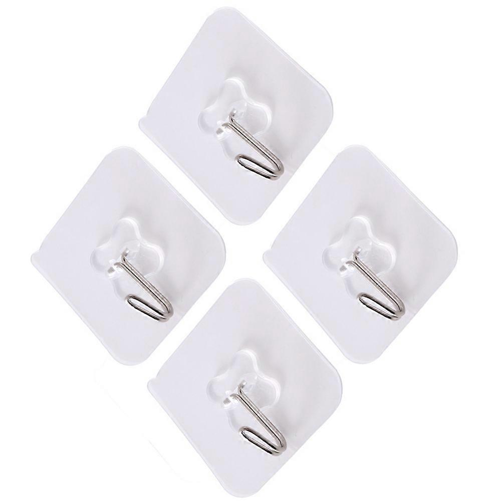 Reusable Transparent Wall Hooks Seamless Hooks for Bathroom 4Pcs