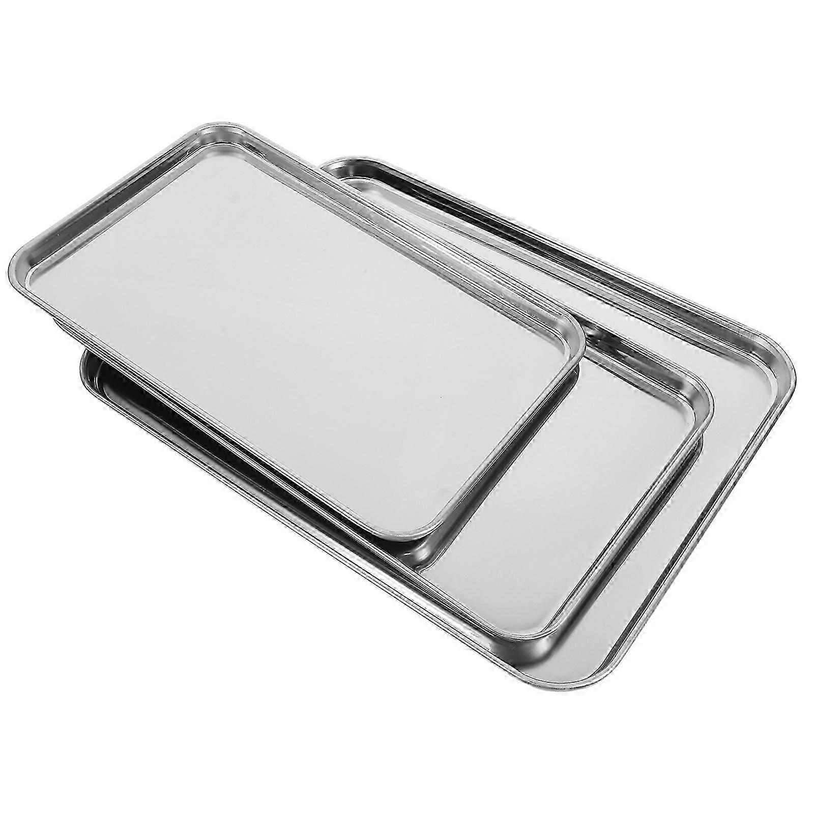 Stainless Steel Serving Tray Material compatible with Kitchen Use 3Pcs Set