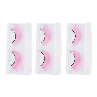 Fake Eyelashes Halloween Pink Eyelashes for Makeup 3Pairs Curly Design