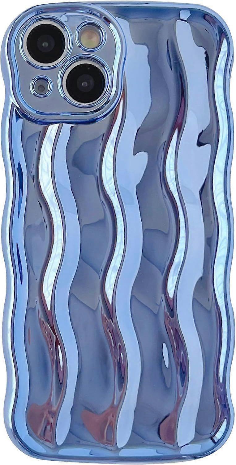 Water Ripple Pattern Curly Wave Frame Soft Compatible with Case (Light Blue,12 Pro)