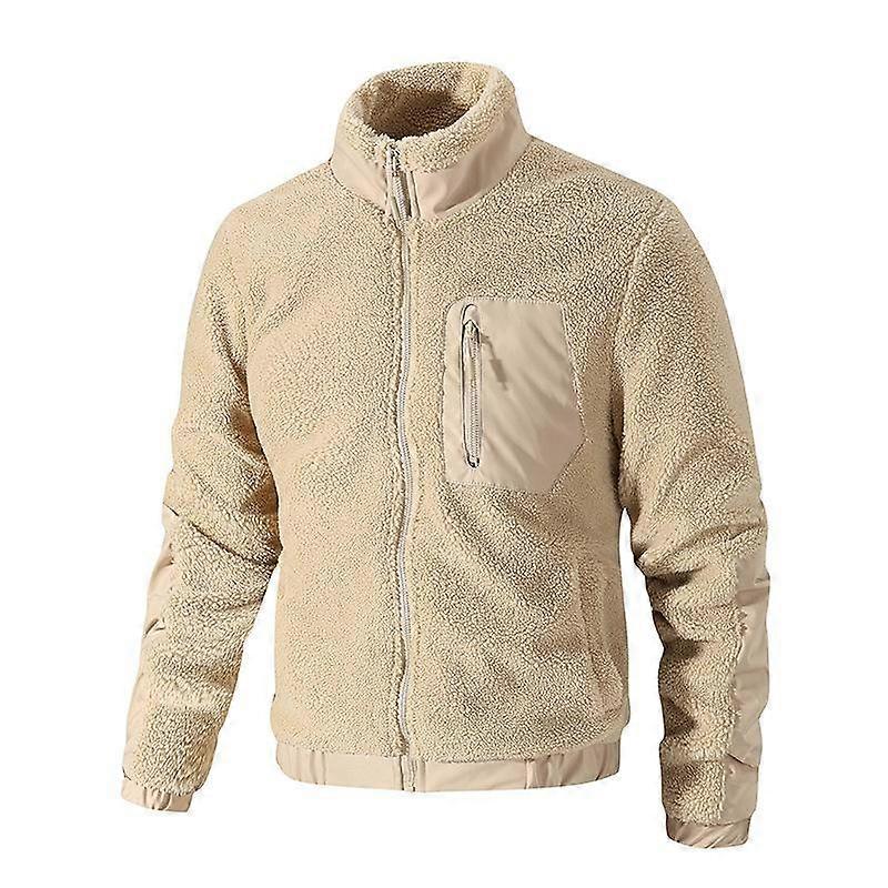 Man's Fall Stand-Up Collar Shearling Jacket Outdoor Casual Jacket