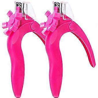 2 Pieces Acrylic Nail Clipper Tip Cutter Gel False Fake Nail Clipper Adjustable Stainless Steel Nail Cuticle Edge Trimmer Nail Manicure Tools (pink)