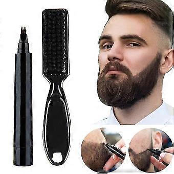 Baard Pen Baard Filler Potlood Baard Enhancer Waterdichte Moustache Kleuring Shaping Tools Haar Potlood (2 stuks-zwart