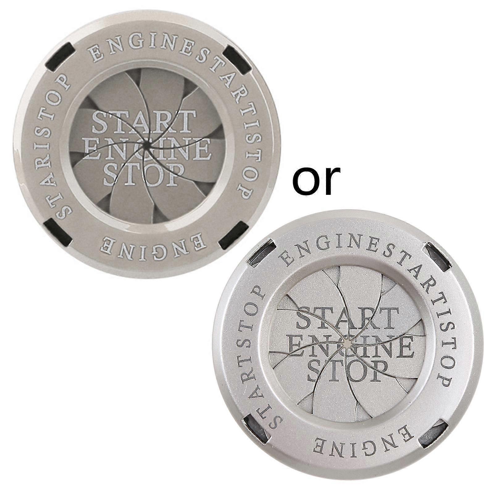 Compatible with car keyless start button cover, engine start button cover, ignition rotation protector, pearl silver.