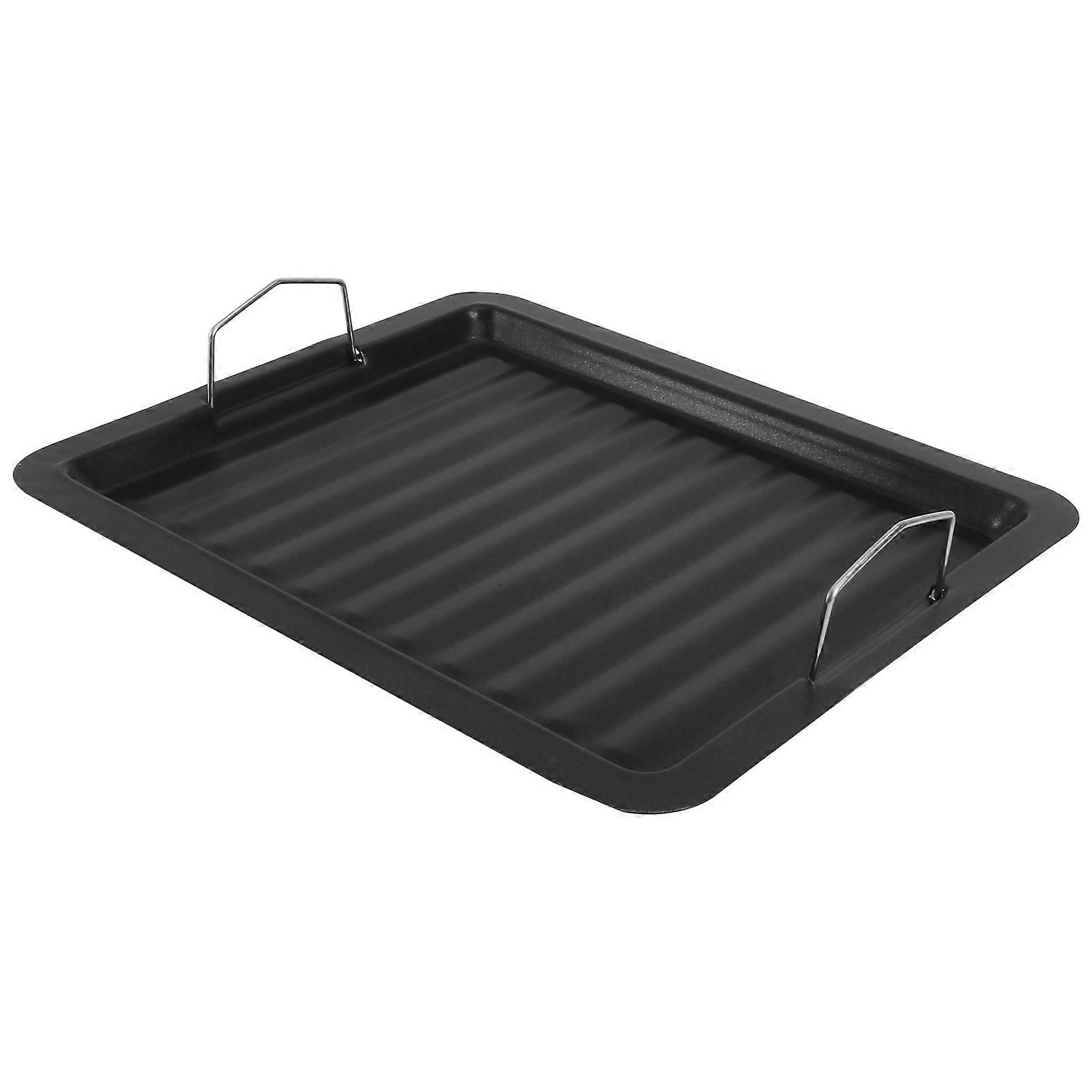 Non-Stick Grilling Pan Barbecue Accessory Rectangular Black Material With Optimized Coating 1Pc