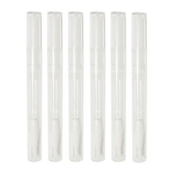 Empty Pens Transparent Nail Oil Pen for Holding Use Brush Tip 6Pcs