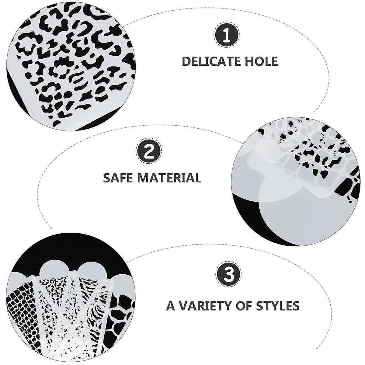 8pcs Leopard Pattern Spray Pattern DIY Cake Lace Decoration Printing Templates