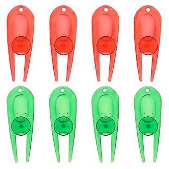 8pcs Divot Repair Tool: Golf Green Plastic Folk - Portable Turf Fixer And Ball Marker - Golfing Accessories For Pitch Mark Repair - Ideal For Outdoor 