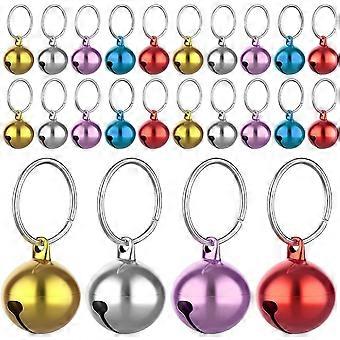 Sinos para coleira de cão e gato, pingente para animais de estimação em aço inoxidável, conjunto com 24 sinos de treinamento anti-perda para coleiras, adequados para pingentes de animais de estimação.