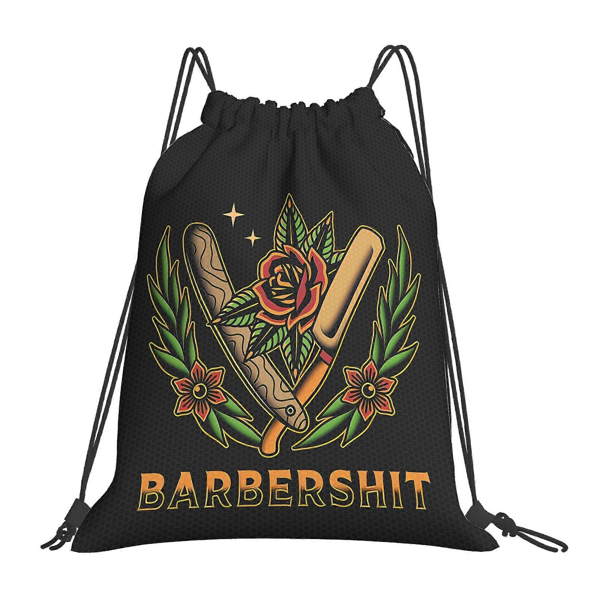 2D Flat Drawstring Bag, Drawstring Backpack for Barbers And Barber Shops-Cqazw