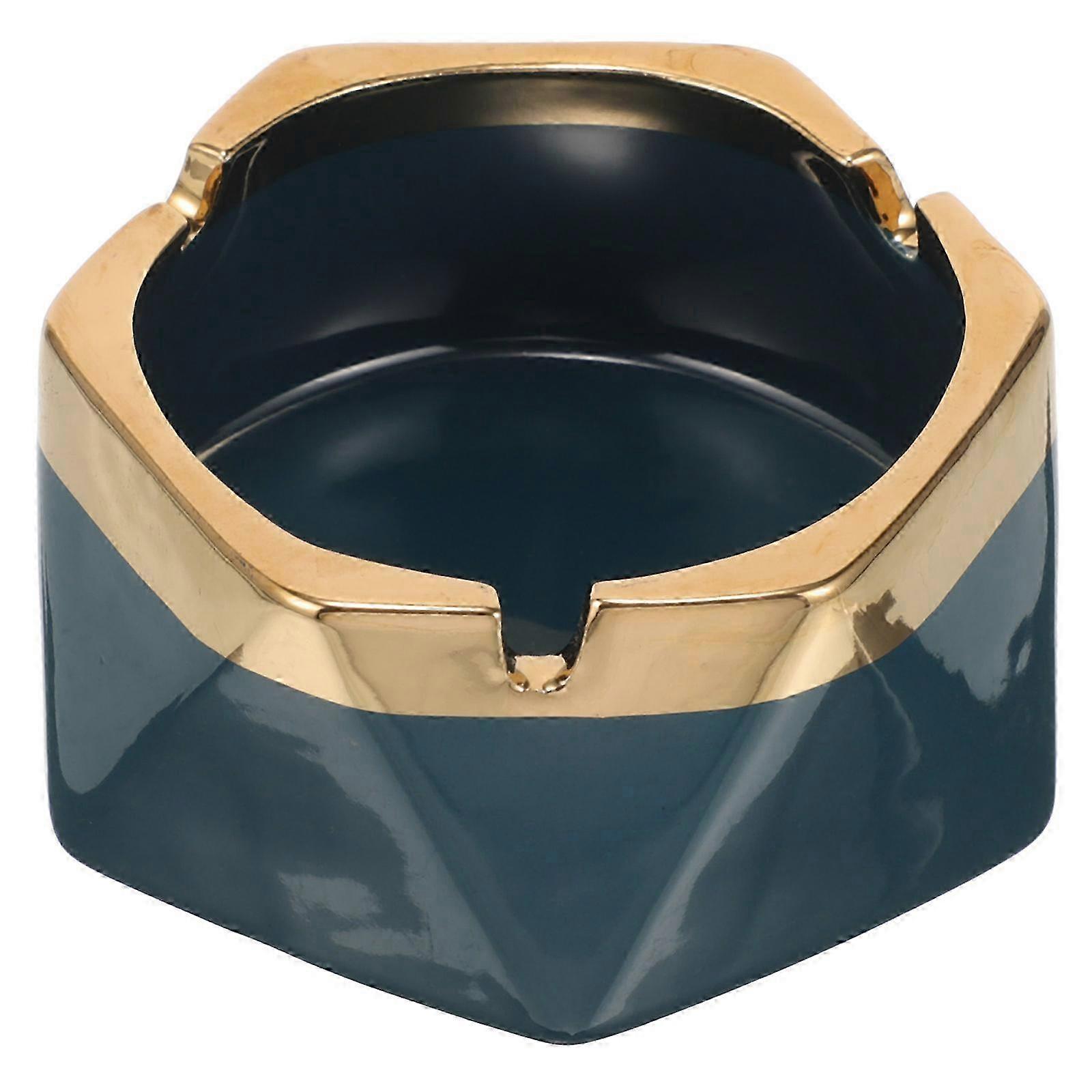 Ceramic Ashtray 1Pcs Blue with Chic Design compatible with Home Use