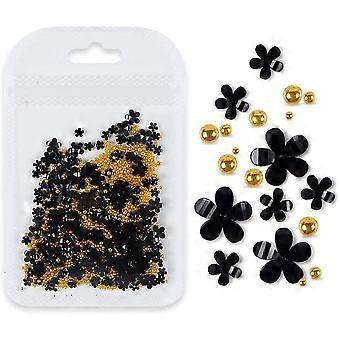 3D Nail Charms Flower and Beads Set 400pcs Acrylic Nail Decorations for DIY Manicure
