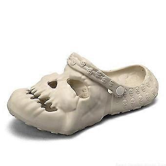 Slippers Men's Skull Design Shoes With Metal Chain Women's Slippers Summer New Slide Thick Sole Platform Beach Non-Slip Sandal Beige Sandals