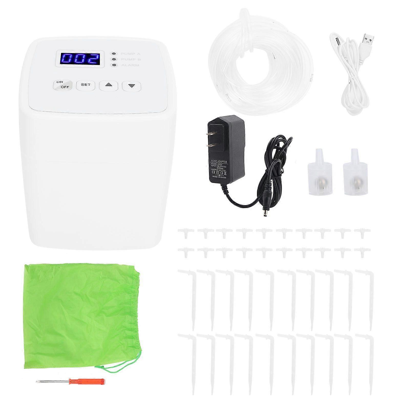 Garden Automatic Watering Timer System with Intelligent Irrigation Controller 100?240VDouble Pump for 20 Pots US