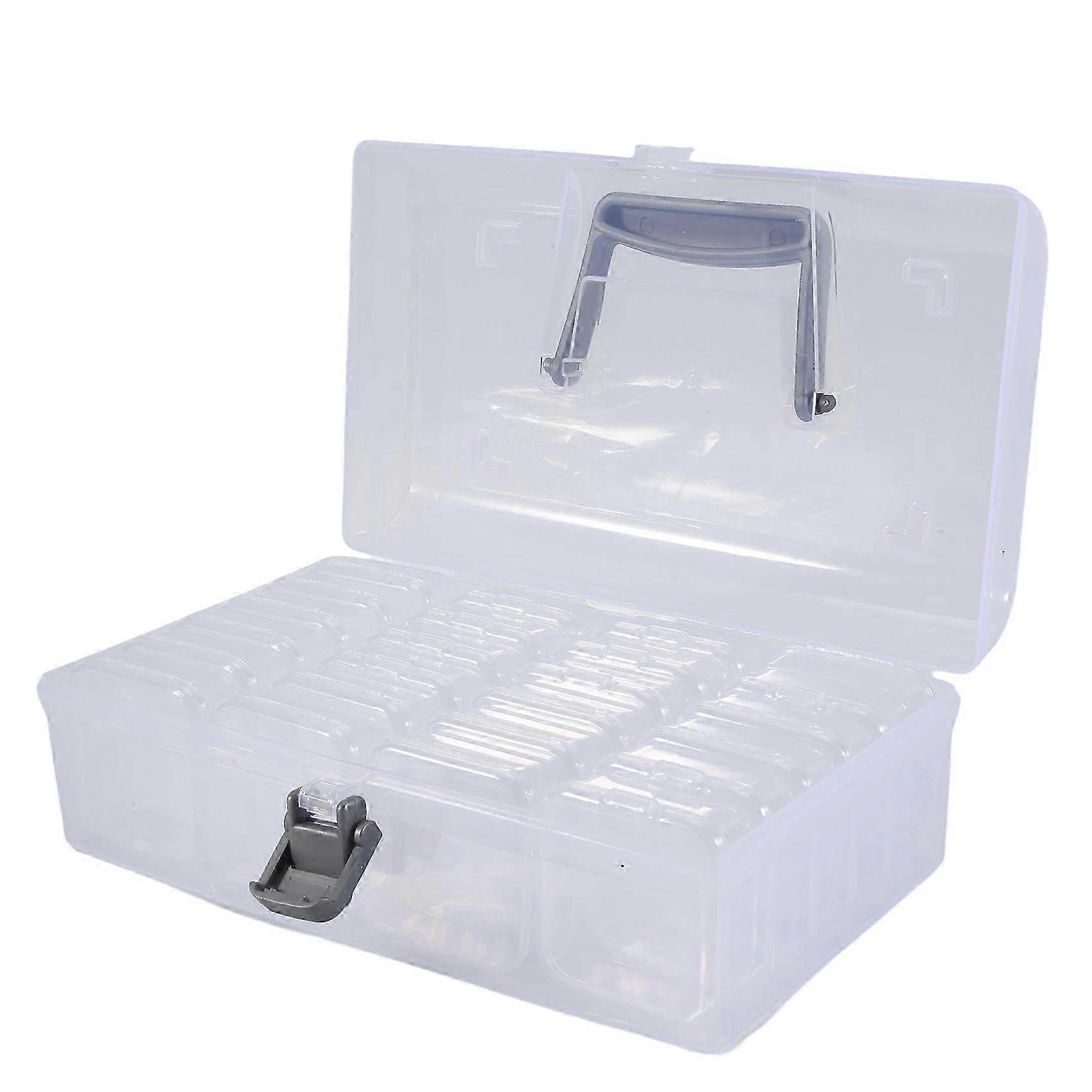 Bead Organizer Box with Handle, 24 Pcs Rectangle Storage Plastic Cases, Mini Clear Bead Storage Containers Boxes