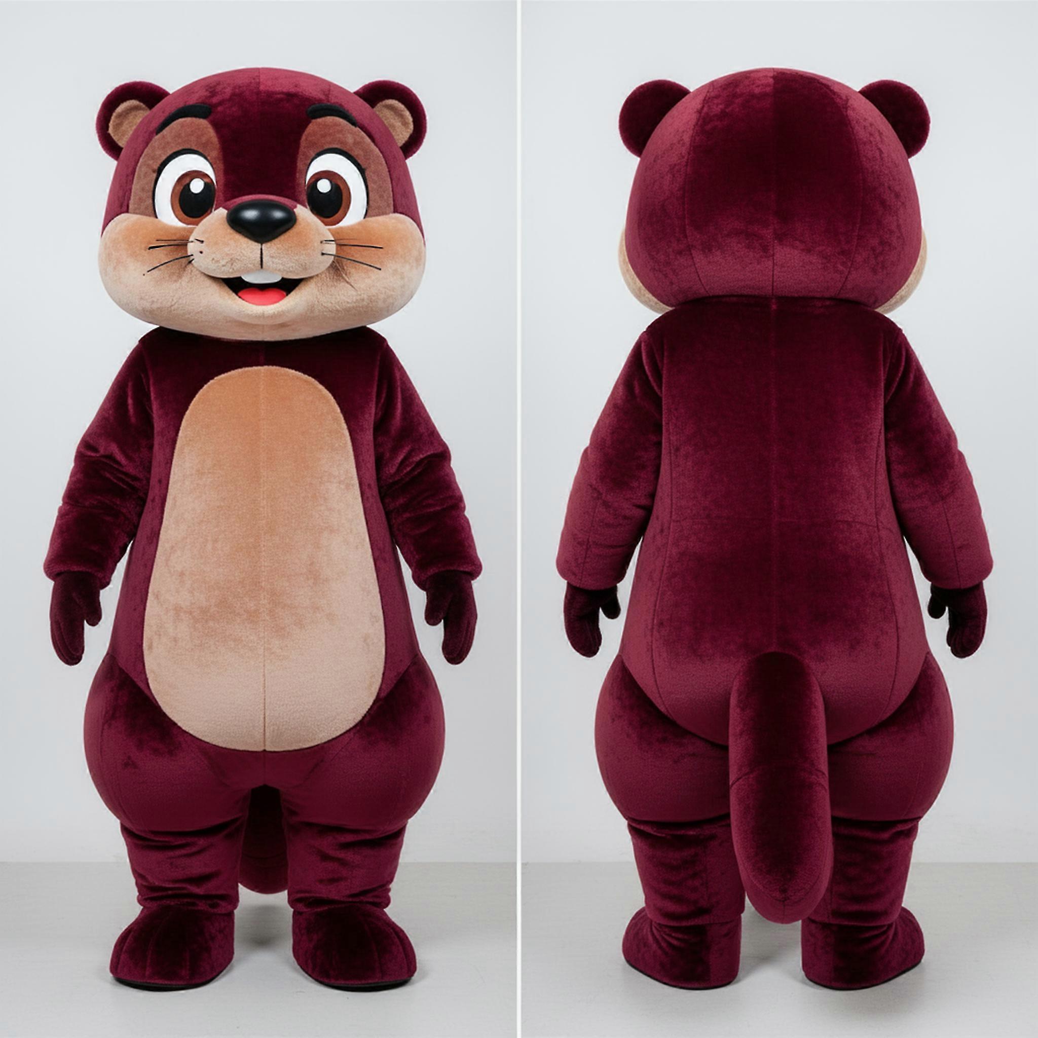 MASTICOT Maroon Plush Otter Mascot