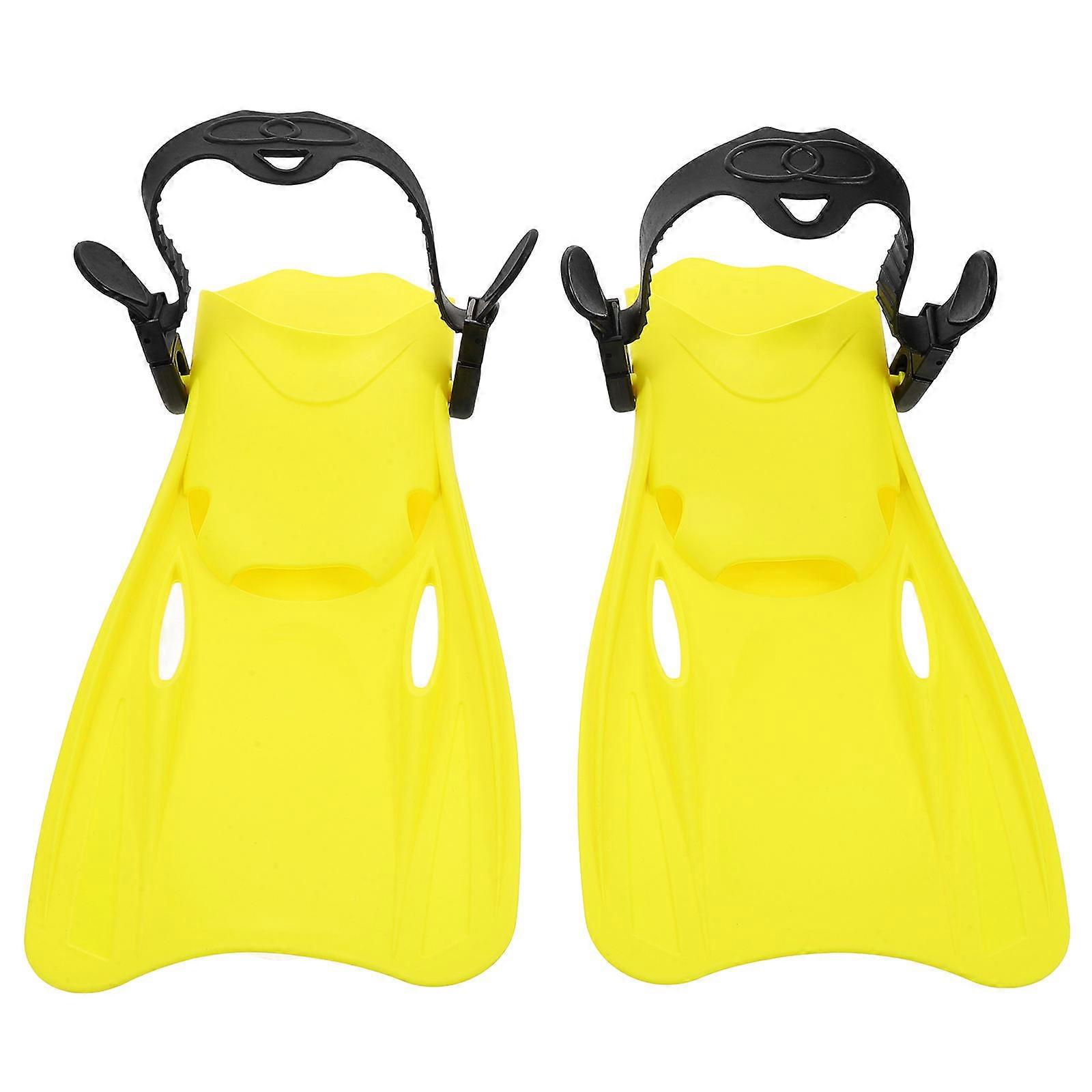 Diving Flippers for Swimming Training 1Pair Yellow Adjustable