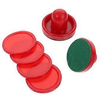 Punaiset muoviset jääkiekkotarvikkeet 8-settien ilmakiekkokiekkojen ja -puskureiden pelaamiseen