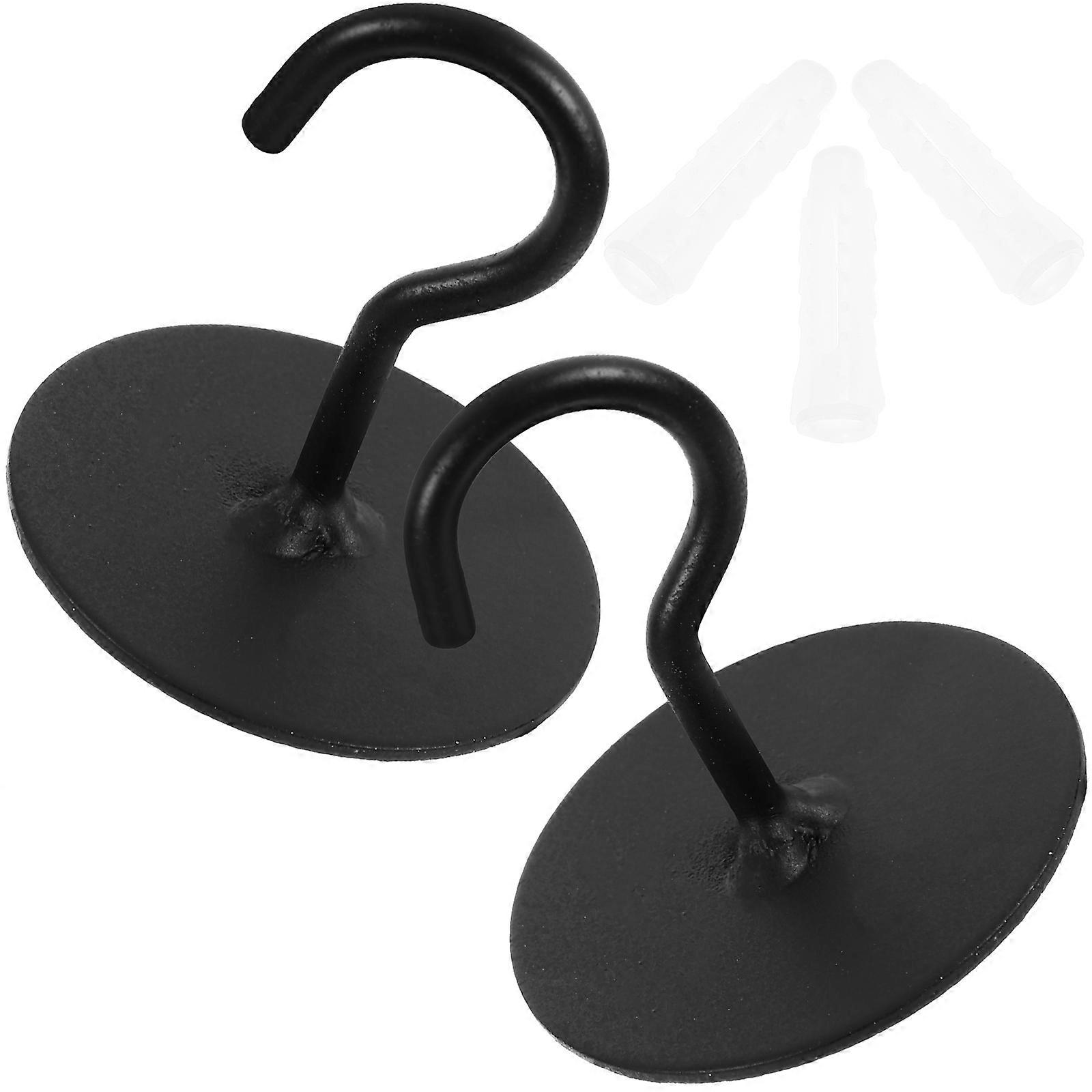 Hanging Hook Iron Ceiling Hook for Wall Mount 2Pcs Durable Black
