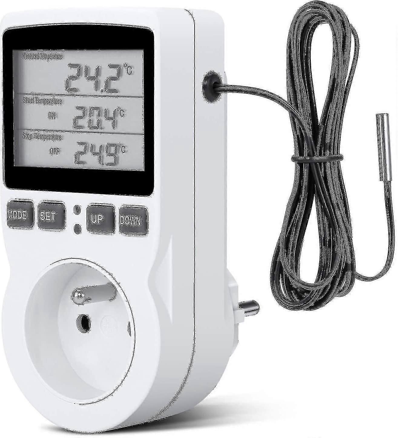 Digital Heating Cooling Thermostat Socket LCD Temperature Controller, 230V, Compatible with Greenhouse Farm Temperature Control