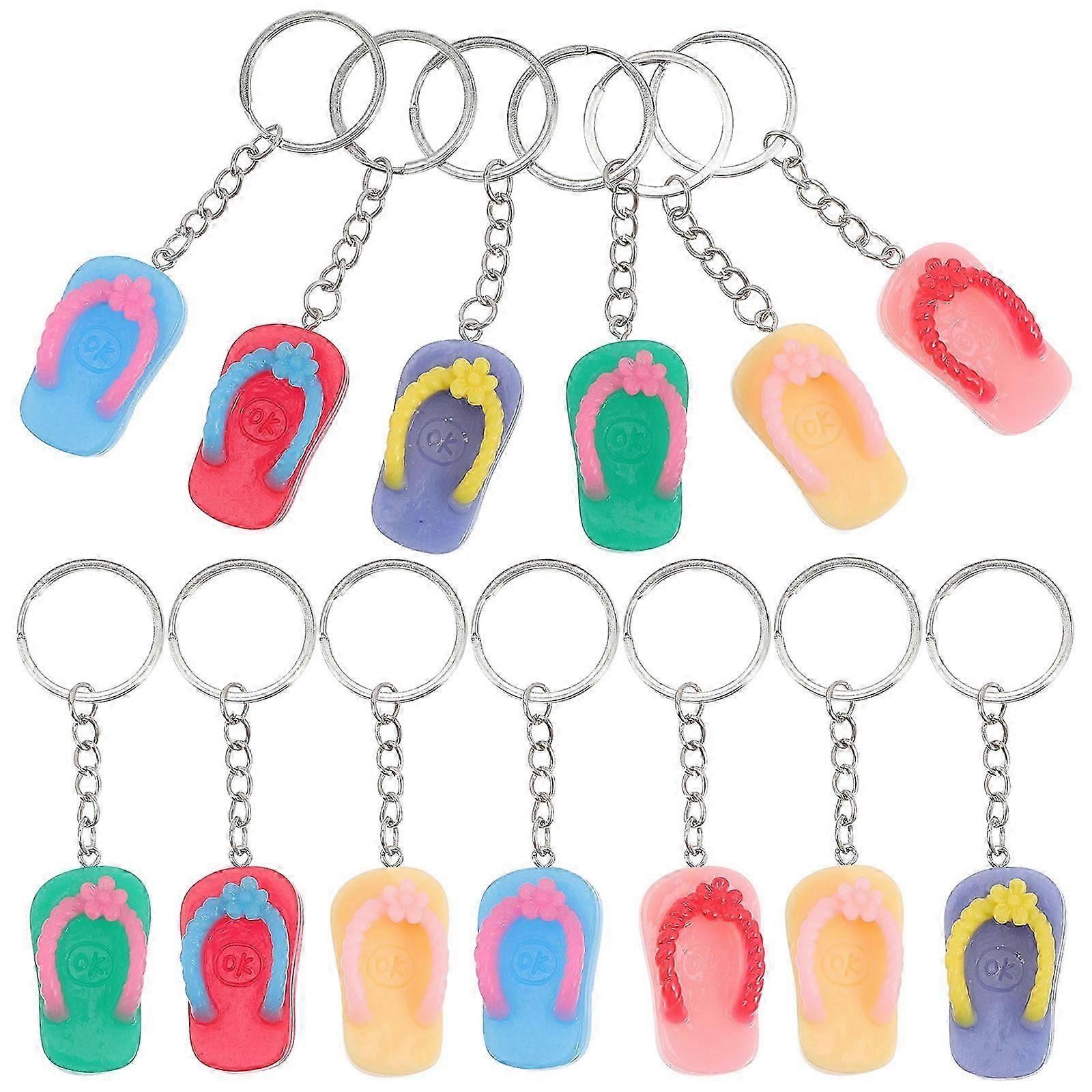14Pcs Assorted Color Resin Slipper Keychains Gift Pack for Decor