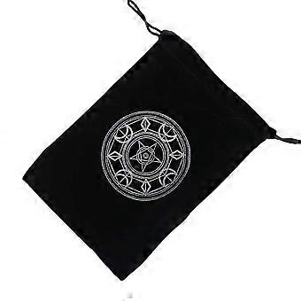 Black Velvet Tarot Card Bag with Soft Velvet Protection and Secure Drawstring Closure for Oracle Decks